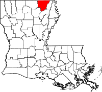 モアハウス郡の位置を示したルイジアナ州の地図