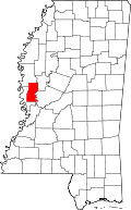 シャーキー郡の位置を示したミシシッピ州の地図