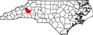 Map of North Carolina highlighting Burke County