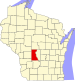 Harta statului Wisconsin indicând comitatul Juneau