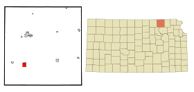Marshall County Kansas Incorporated and Unincorporated areas Blue Rapids Highlighted.svg