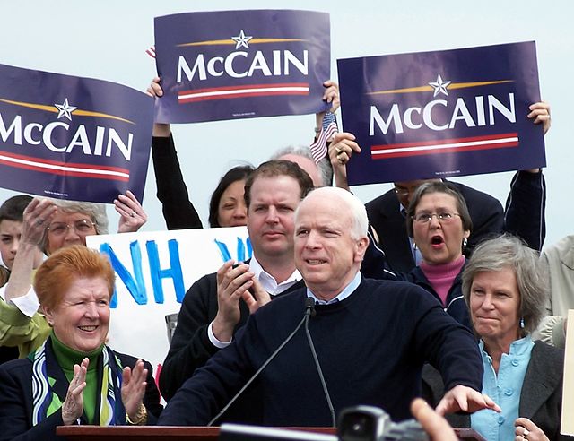 John McCain officially announcing his 2008 run for President in Portsmouth, New Hampshire, April 25, 2007.