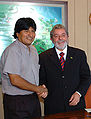 Lula e o Presidente Bolivia Evo Morales. · Lula with Bolivian President Evo Morales.