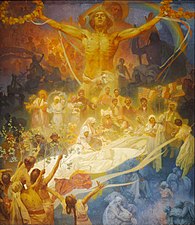 Mucha's The Slav Epic cycle No.20: The Apotheosis of the Slavs, Slavs for Humanity (1926)