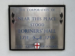 Near this place stood Loriner' Hall 1711-1759.jpg