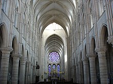 The Gothic interior of Laon Cathedral, France Nef cathedrale Laon.jpg
