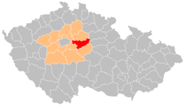 Poloha okresu Kolín v Česku (klikacia mapa)