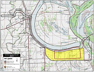 Map of Old River Lake Battlefield core and study areas by the American Battlefield Protection Program. Old River Lake Battlefield Arkansas.jpg