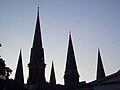 Towers and spires of the church.