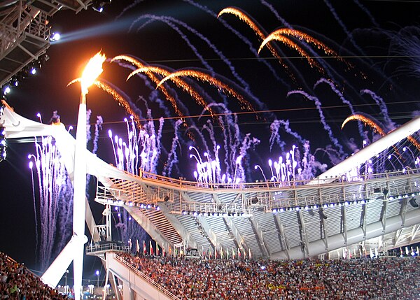 Olympic flame at the opening ceremony of 2004 Summer Olympics