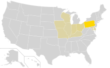 Pennsylvania Dutch areas of the United States Pennsylvania Dutch map distribution.svg
