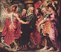 Lot y su familia saliendo de Sodoma, 1615