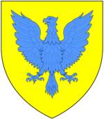 Arms of Peverell of Ermington: Or, an eagle displayed azure PeverellOfErmington Arms.png