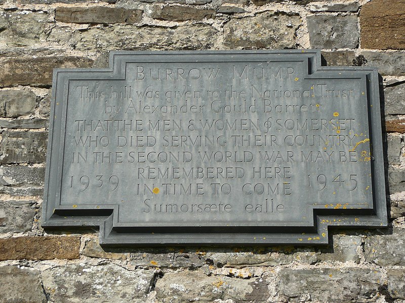 File:Plaque on St Michaels Chapel on Burrow Mump (geograph 2834284).jpg