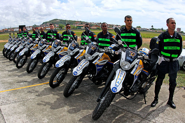 Police officers with motorcycles in the state of Sergipe.