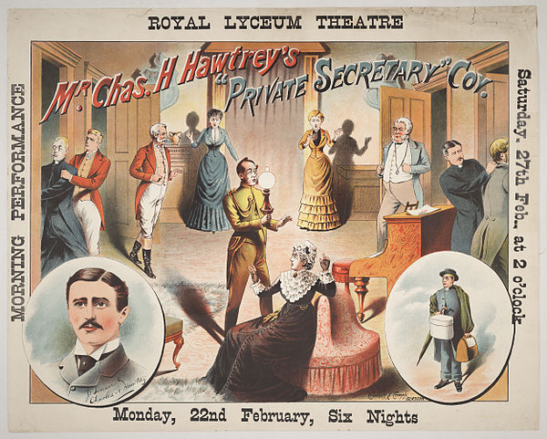 Poster from a performance of Hawtrey's The Private Secretary at the Royal Lyceum Theatre, Edinburgh in 1886