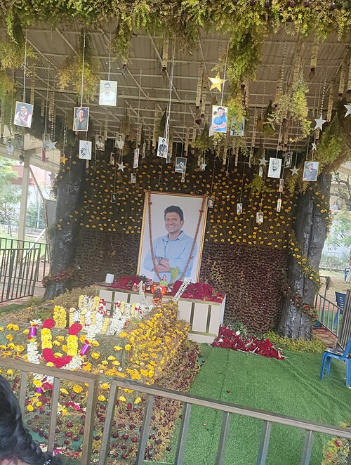 Burial Site of Puneeth Rajkumar near his family grave in Sri Kanteerava Studios, Bangalore.