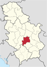 Location of the Rasina District within Serbia