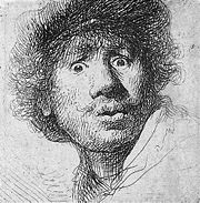 autoportrait de Rembrandt aux yeux hagards