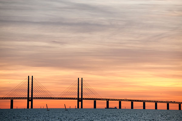The Öresund Bridge between Malmö in Sweden and Copenhagen in Denmark