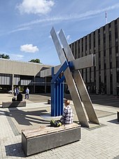 The zinc and stainless steel structure, designed by John Hoskin, known as "Resurgence" Resurgence outside Darlington Town Hall (geograph 5494907).jpg