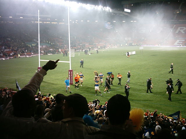 Leeds Rhinos celebrating winning the 2008 Super League Grand Final