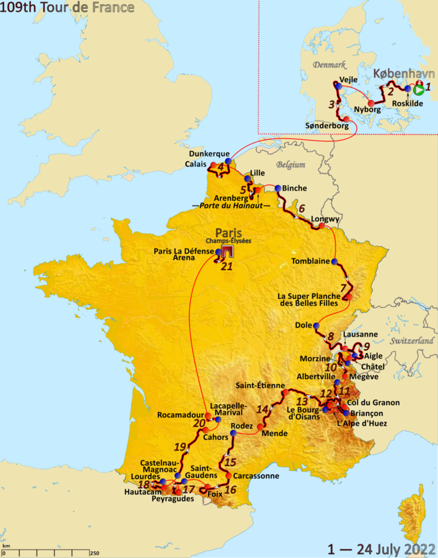 Tour de France-ruten 2022