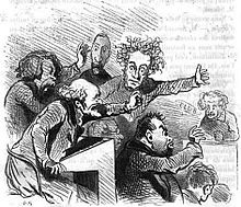 La séance du 25 juillet 1848 à l'Assemblée nationale, concernant les clubs, caricaturée par Cham. David d'Angers est représenté à l'extrême gauche.