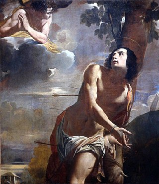 <i>Saint Sebastian and the Angel</i> Painting by Carlo Bononi