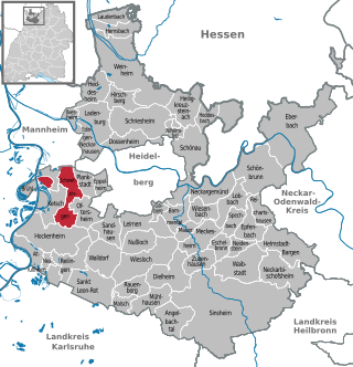 Elhelyezkedése Rhein-Neckar járás térképén