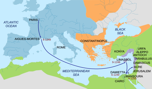 Map of Seventh Crusade (1248–1254)