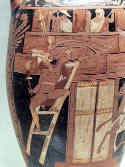 Az ostrom ábrázolása egy ókori vázán