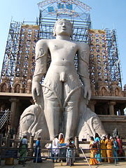 17.4 m (57 ft) Gommateshwara statue at Shravanabelagola, 10th century