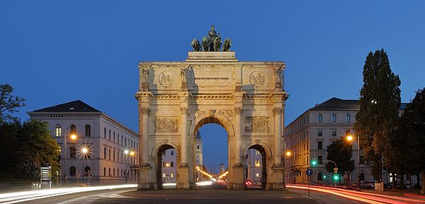 The Siegestor in Munich at Dusk