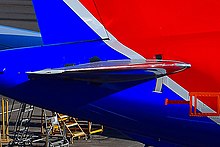 Movable horizontal stabilizer of the 737 MAX Southwest Airlines, Boeing 737-8 MAX, N8709Q horizontal stabilizer.jpg