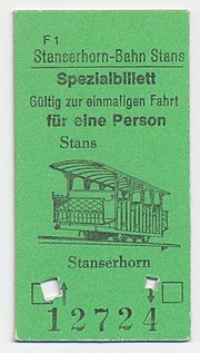 Билет для поездки на старинном фуникулёре на гору Штансерхорн (Швейцария). 2000 год.
