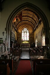 The rich Victorian decoration in the chancel St Michael and All Angels 20080726-06.jpg