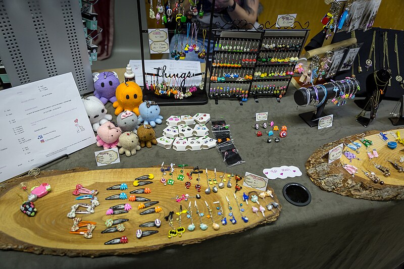 File:Stands and items at Japan Impact 2018, Switzerland; February 2018 (12).jpg