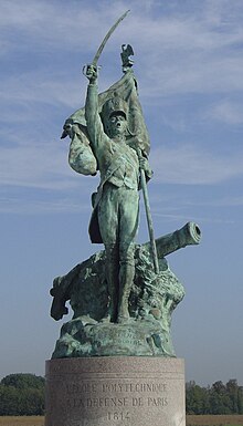 Escultura em bronze de Corneille Theunissen Le Conscrit de 1814 (1914): politécnico em uniforme completo.