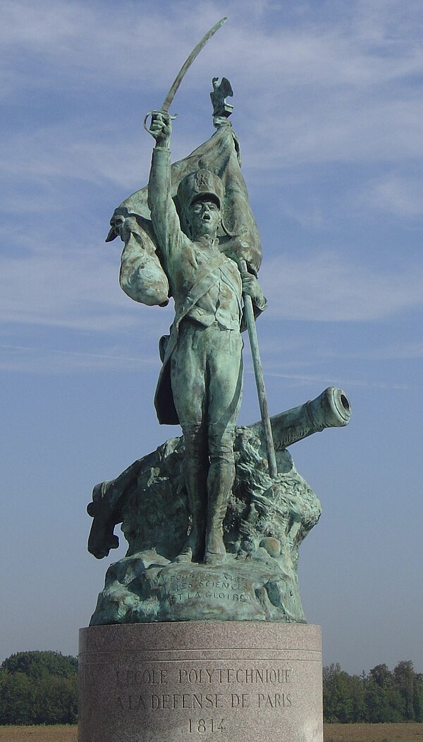 A statue in the courtyard of the school commemorates the cadets of Polytechnique rushing to the defence of Paris in 1814. A copy was installed in West