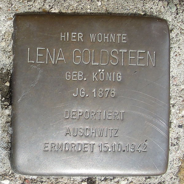 File:Stolperstein Bad Bentheim Kirchstraße 2 Lena Goldsteen.JPG