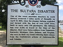 Historic marker in Memphis Sultana disaster historic marker.jpg