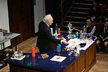 Szydlo performing experiments at the Royal Institute of Chemistry in 2009 Szydlo at RI.jpg