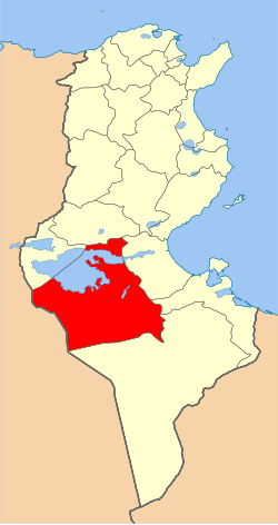 Map of Tunisia with Kebili highlighted