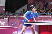 Deutsch: Tischtennis bei den Olympischen Jugendspielen 2018; Tag 9, 15. Oktober 2018; Mixed, Finale, Mixed-Doppel – Miu Hirano & Tomokazu Harimoto (JPN) gegen Sun Yingsha & Wang Chuqin (CHN) 1:3 English: Table tennis at the 2018 Summer Youth Olympics at 15 October 2018 – Mixed Final, Mixed-Double – Miu Hirano & Tomokazu Harimoto (JPN) Vs Sun Yingsha & Wang Chuqin (CHN) 1:3