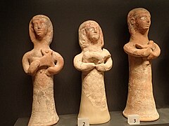 Terracotta votary figurine(s) from sanctuary of Astarte at Kamelarga, Cyprus 600-500 BCE Ashmolean Museum 04.jpg