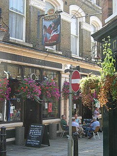 The Flask, Hampstead public house at 14 Flask Walk, Hampstead, London, England