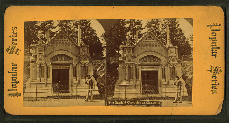 File:The Garfield Obsequies at Cleveland, Schofield vault, temporary resting place of the remains, from Robert N. Dennis collection of stereoscopic views.jpg