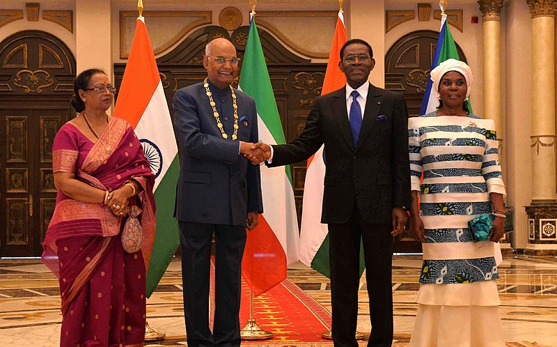 File:The President, Shri Ram Nath Kovind during the banquet lunch hosted by the President of the Republic of Equatorial Guinea, Mr. Obiang Nguema Mbasogo, at Presidential Palace, in Guinea on April 08, 2018.jpg