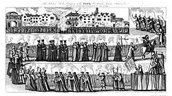 "The Solemn Mock Procession of the Pope, Cardinals, Jesuits, Friars, etc. through the City of London, 17 November 1679." The Solemn Mock Procession of the Pope (1829).jpg